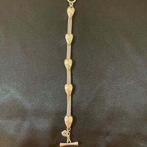 Brighton Silver Heart Link Multi-Strand Bracelet